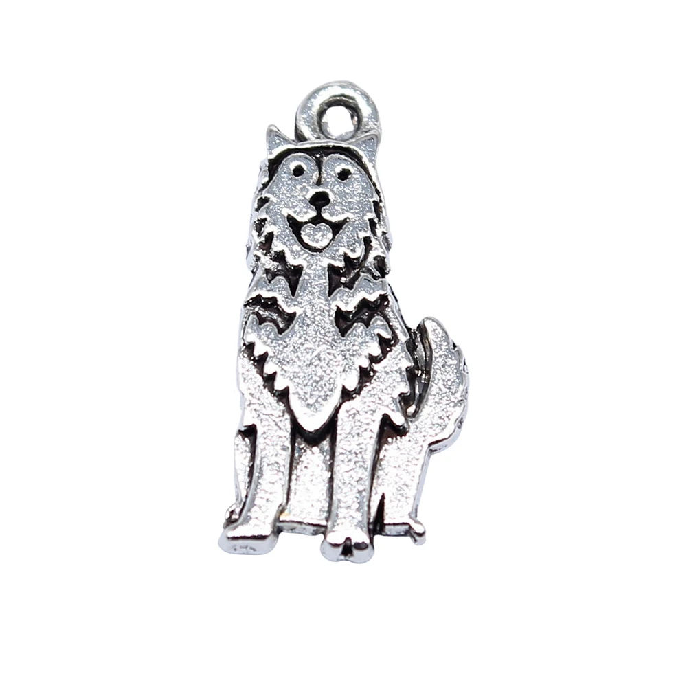 20pcs/lot 17x8mm Husky Charms For Jewelry Making Antique Silver Color 0.67x0.31inch