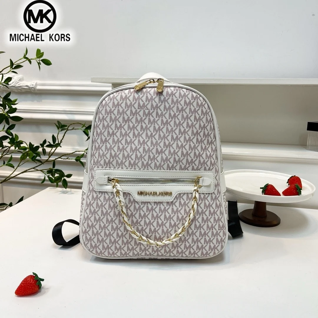 Michael Kors Women's Fashion Leisure Backpack Multi functional Large Capacity Small Backpack MK Outward Vacation Travel Bag