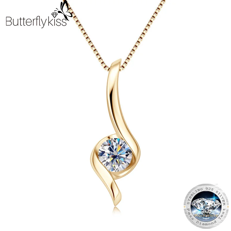 

Модное ожерелье с подвеской Butterflykiss 1CT из муассанита для женщин и девочек, стерлинговое серебро S925, цепочка на шею с бриллиантами, ювелирные изделия по индивидуальному заказу