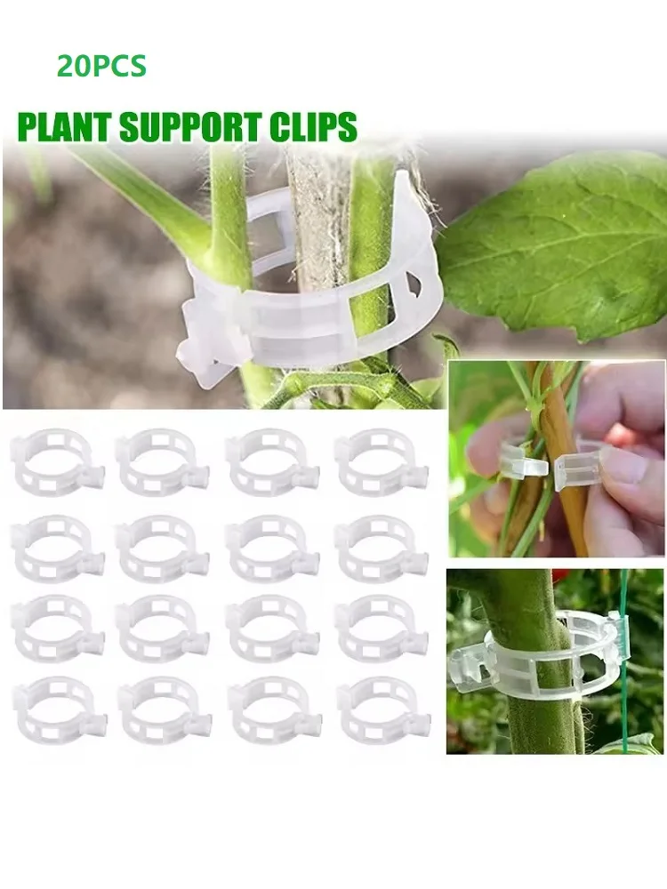 20Pcs Plant Support Clips,Snap-on Reusable Gardening Brackets for Vegetables and Other Climbing Plants Weatherproof Tool