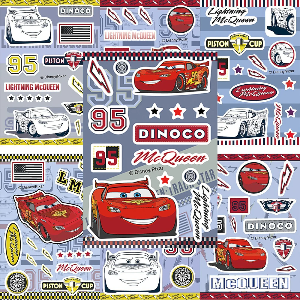 

8/16sheets Disney Cartoon Cars Lightning McQueen Stickers Cool Anime Graffiti Sticker DIY Luggage Phone Helmet Waterproof Decals