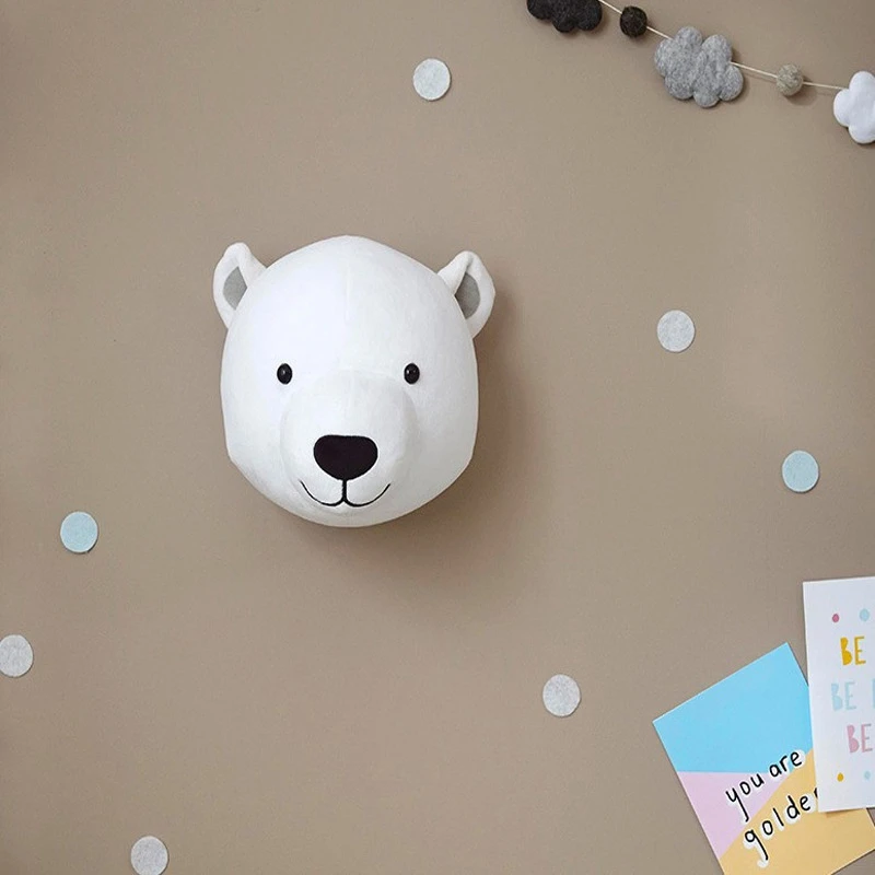 Animal Head Wall Decoration Kids Room Decor Nursery Room Wall Hanging Decor Baby Gifts Stuffed Toys