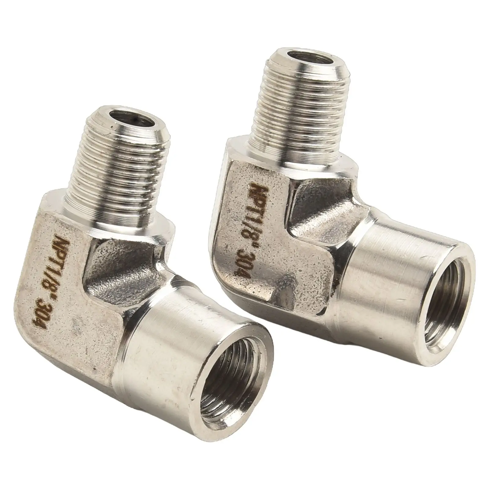 Reliable Forged 304 Stainless Steel Elbow Connector Set of 2 Designed for 1/8 Inch NPT Male to Female Connections