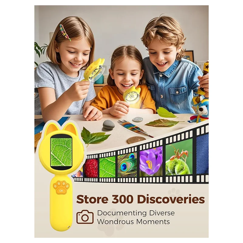 Microscópio para crianças - Tela LCD de 2 polegadas com 8 luzes LED Mini escopo infantil portátil - Aprendizagem para crianças