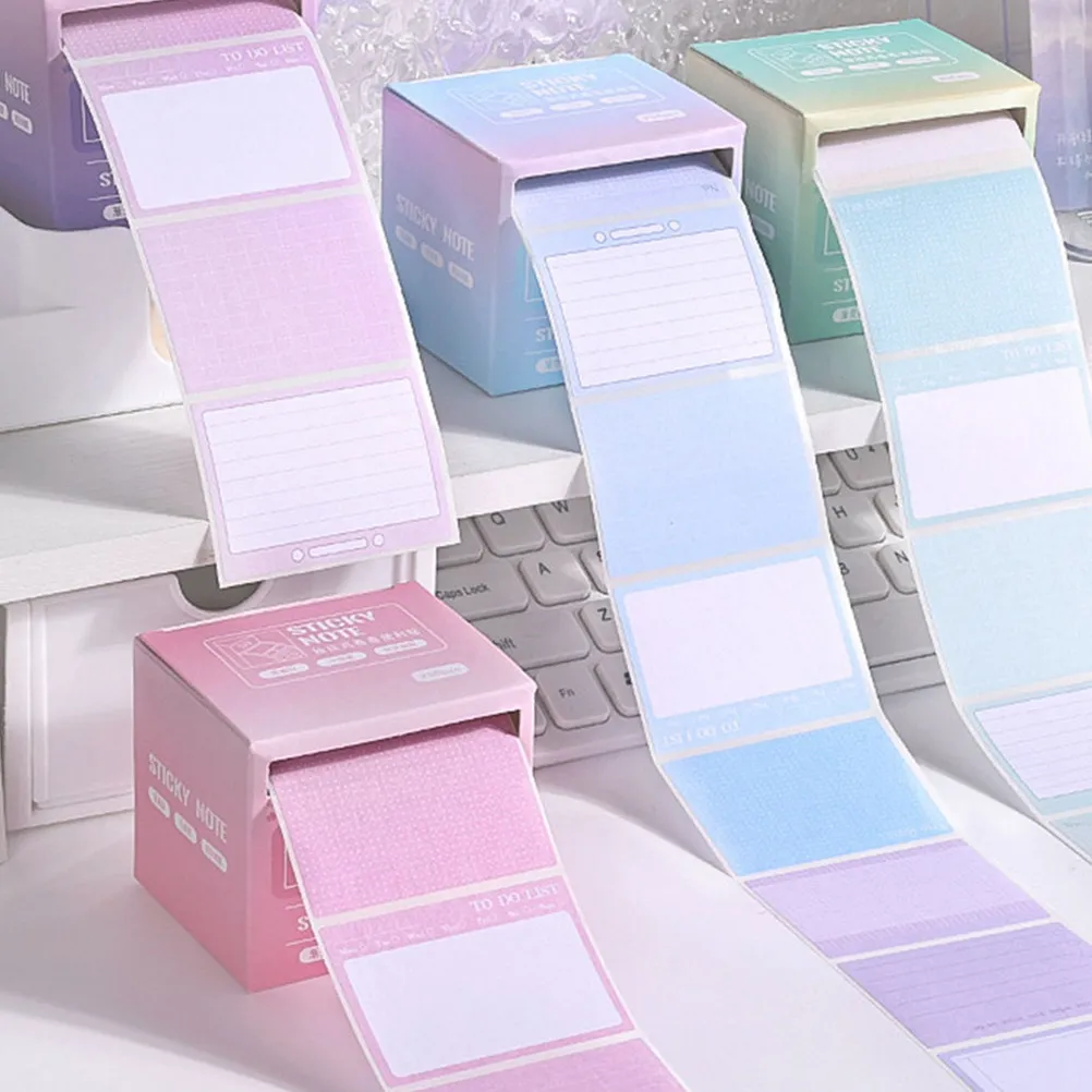 4Pcs Pads Full Adhesive Memo Pads Self Stick Notes Pullout Dispenser Box School Office Home Meeting Supplies