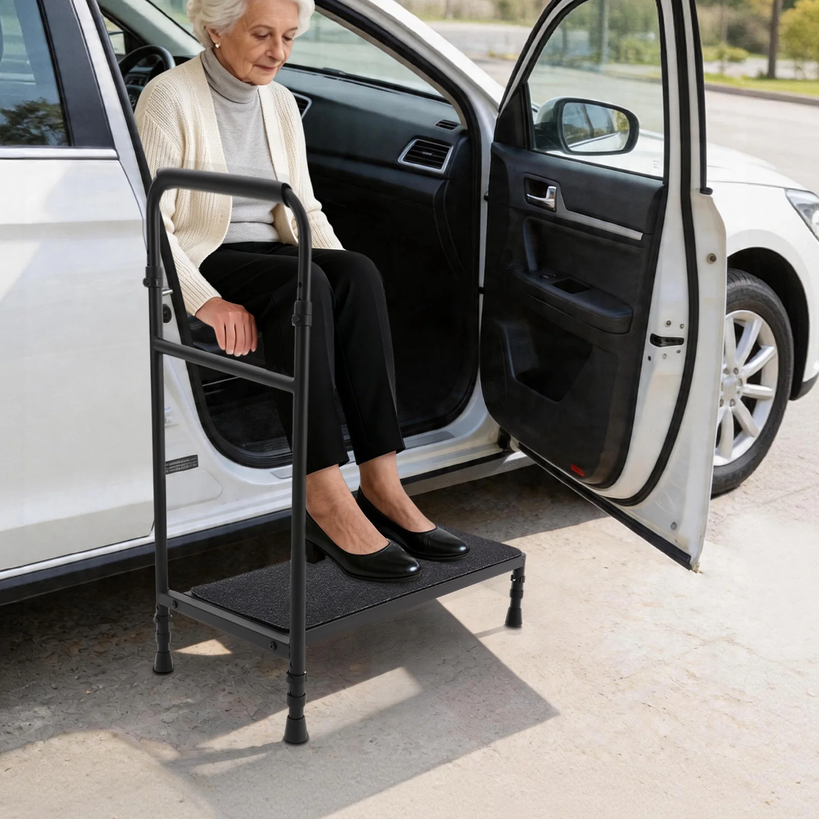 

Black Bedside Step Stool,77 cm Long Elderly Bed Step, Heavy Duty Bed Step With Stable Assist Rail