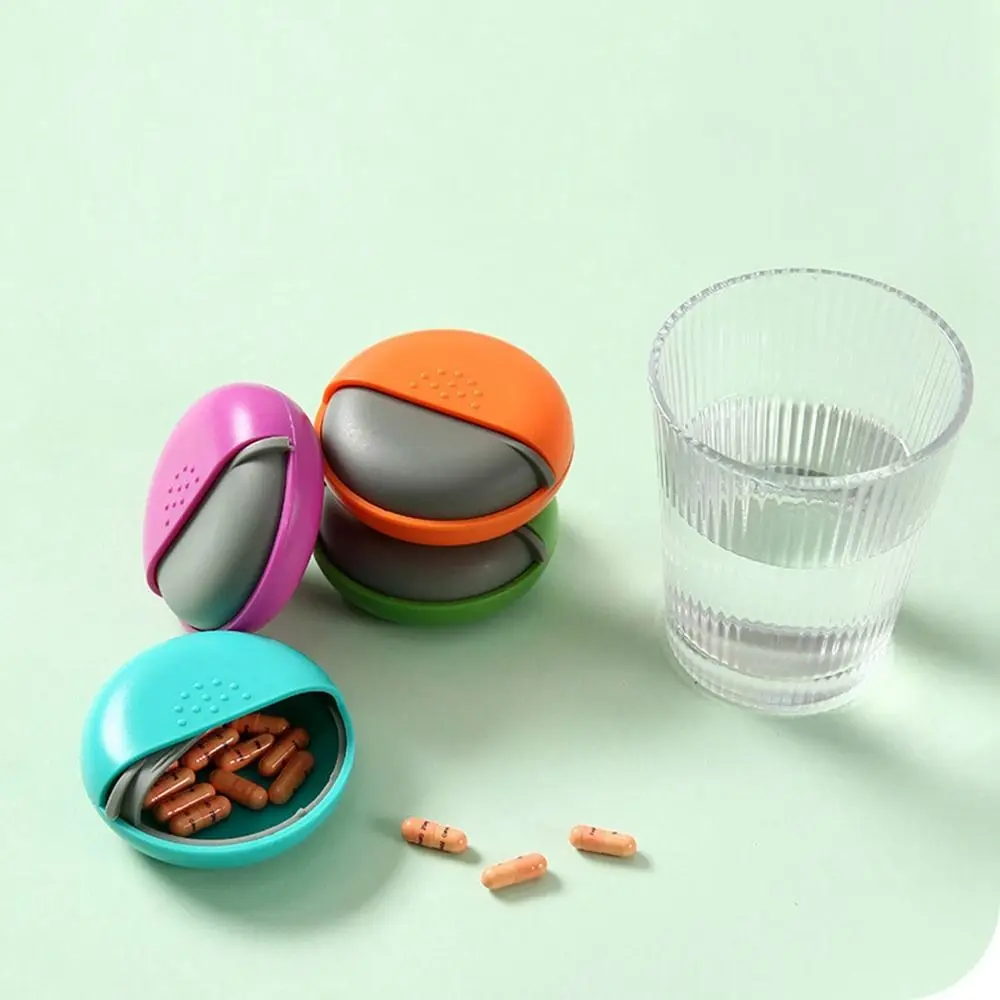 Creative Plastic Round Rotating Pill Box Mini Portable Single Pill Cases Sealed Pill Container Tablet