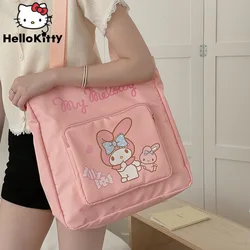 Sanrio Hello Kitty Messenger Shoulder Bags Cartoon Meldoy Kuromi College Style Book Bag Women Korean Style Cute Commuter Handbag