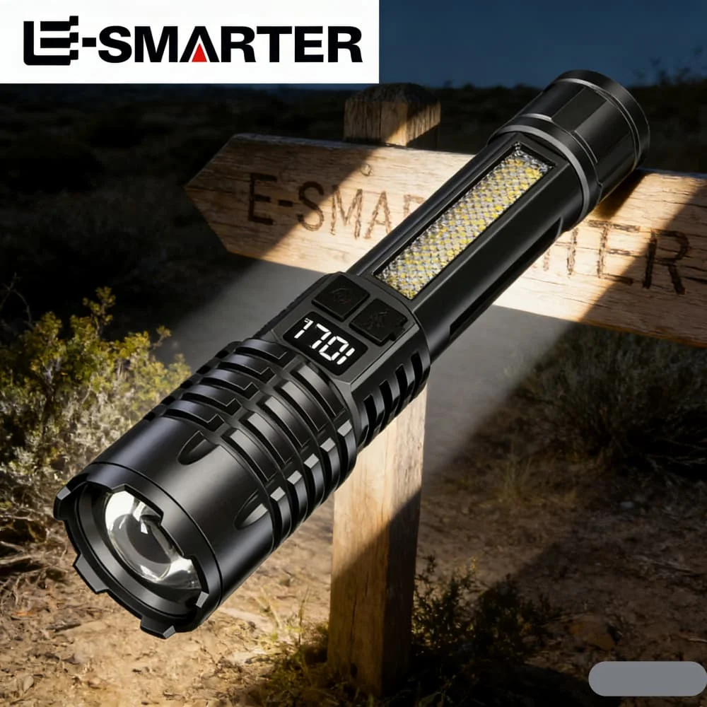 

Portable Zoom Torch High Power LED Flashlight Type-C Rechargeable Waterproof Light with COB Side Lamp for Outdoor Camping Hiking