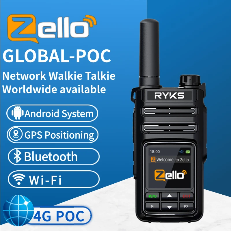 Zello Long Distance PoC Radio Smart  Sim card Walkie Talkie 4G LTE Network 100KM Wifi Communication Two Way Radio