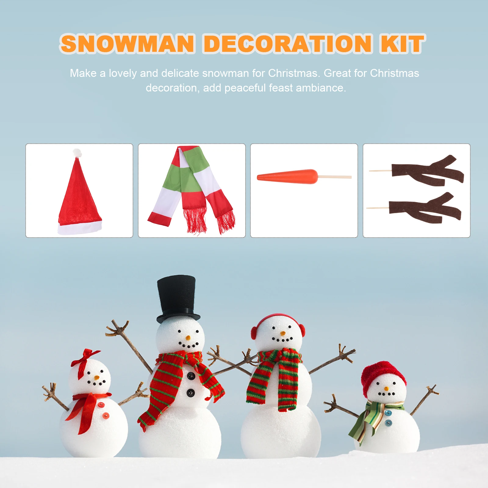 

1Set Snowman Dressing Kit High Quality Reusable Ideal for Xmas Snowman DIY Accessories Outdoor Decoration
