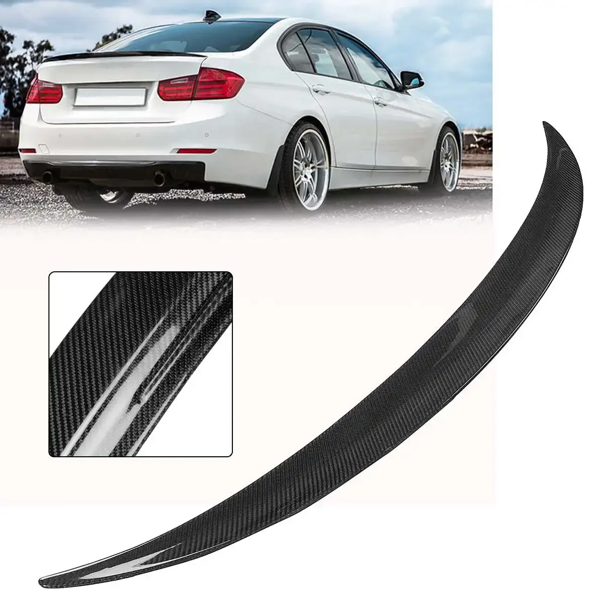 

Performance Style Real Carbon Fiber Car Rear Trunk Spoiler Wing Extension Lip Wing For BMW F30 3-Series F30 4Dr 2012-17 Body Kit