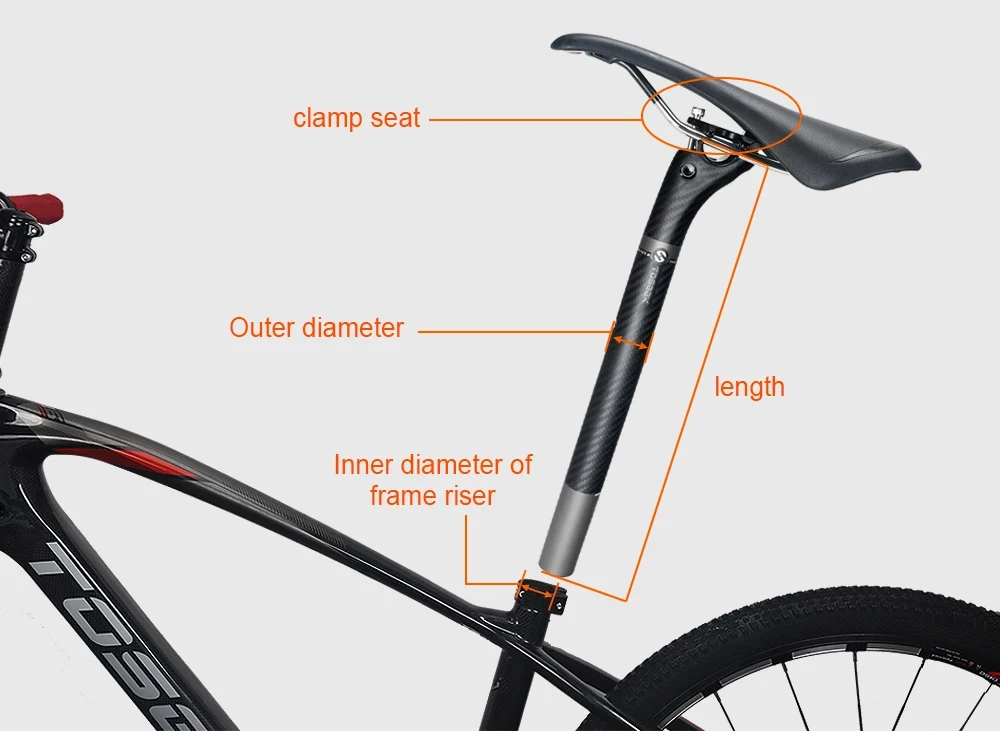 TOSEEK Ultraleichte 3K Carbon-Sattelstütze MTB/Rennrad Fahrradsattelstütze mit 20mm Offset 27,2/30,8/31,6*350/400mm Grau Matt – Detail 5