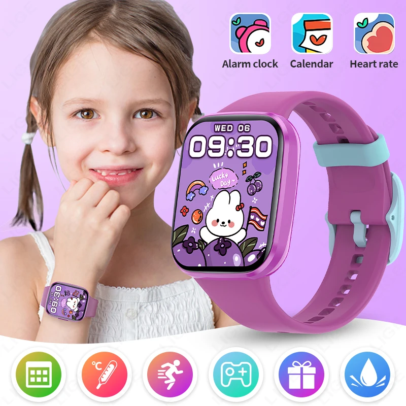 

LIGE новые умные часы, детские спортивные часы для мальчиков и девочек, трекер активности, монитор температуры тела, IP67, водонепроницаемый шагомер для детей