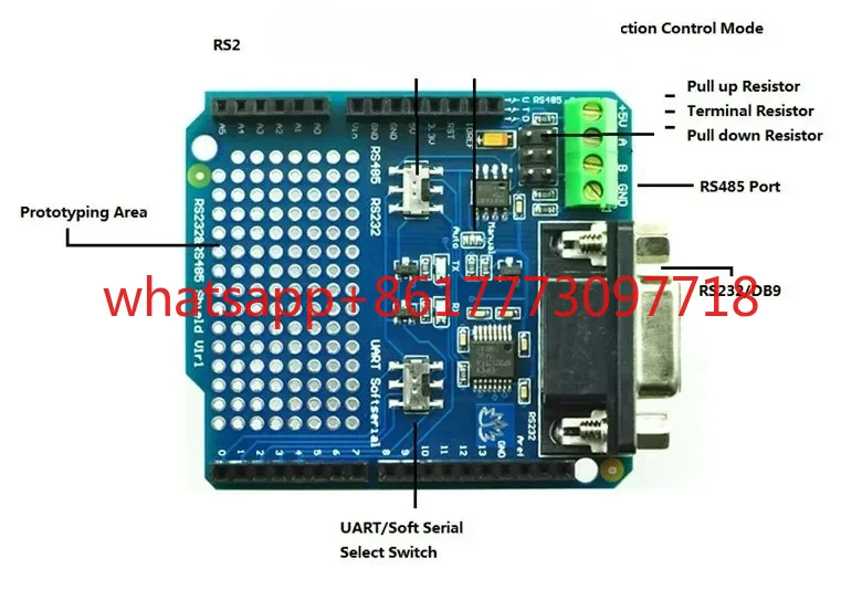 arduino用rs232-485シールド-rs232-rs485通信モジュール