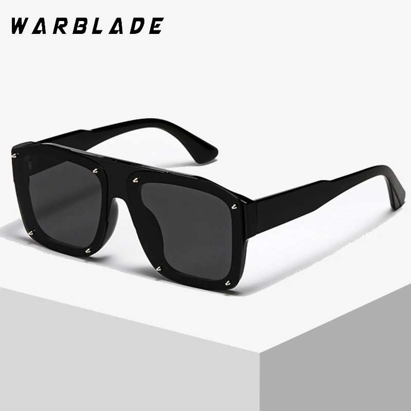 

WarBLade Fashion Square Sunglasses Men Oversized Punk Black Color Sun Glasses For Women Vintage Rivets Eyewear Oculos De Sol