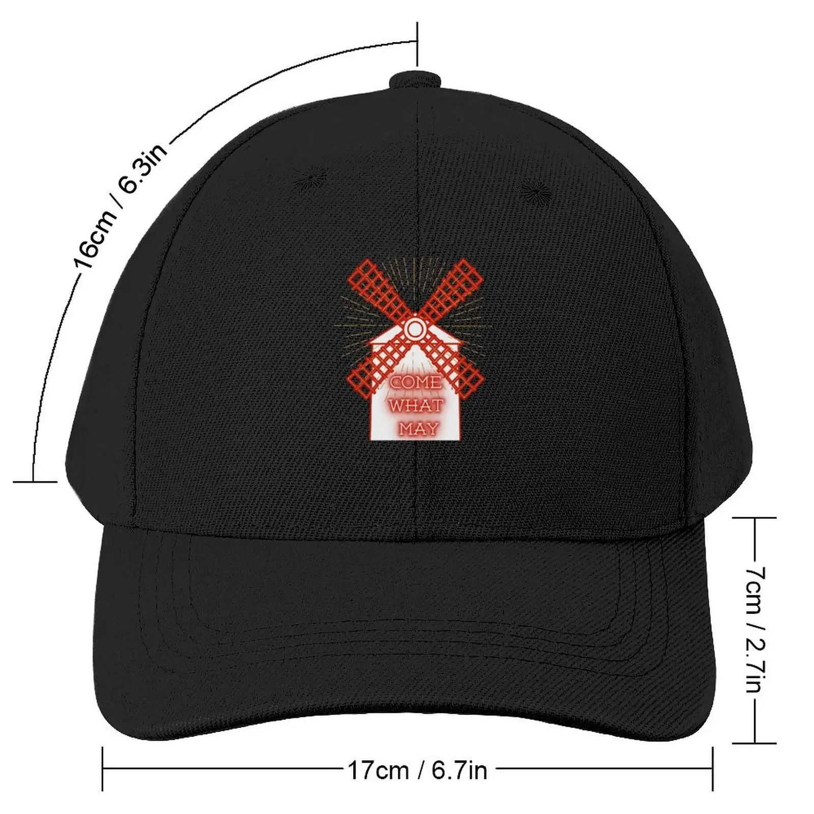 Come What May Moulin Rouge Windmill Neon Sign Baseball Cap Hat Luxury Brand Hat Baseball Cap Streetwear Women's Golf Wear Men's