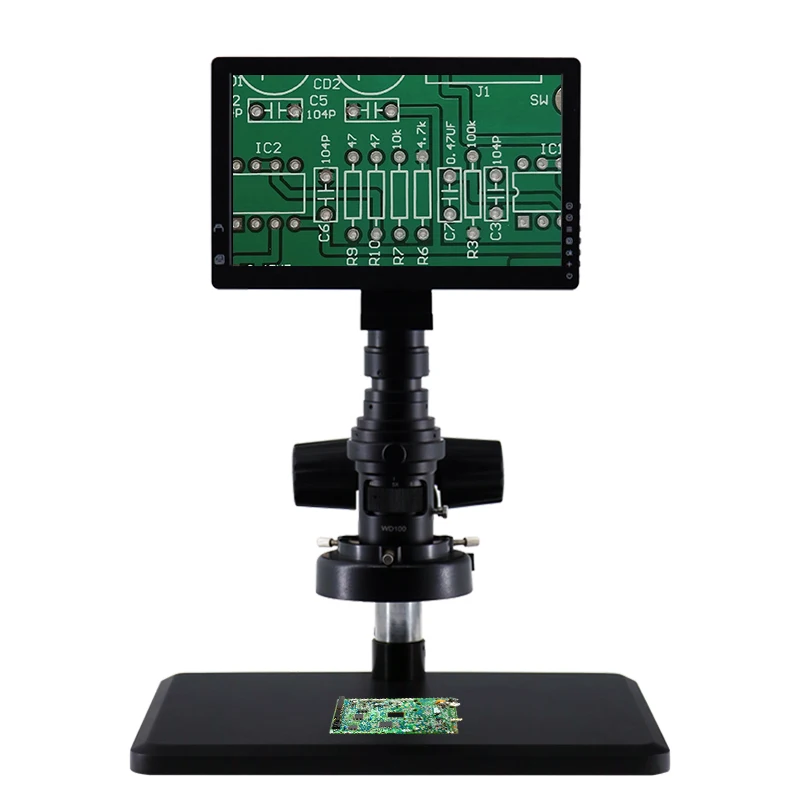 USB Industrial Digital Video Monocular Microscope 9-inch screen with camera Continuous Zoom C-Mount Soldering Phone Repair Tools