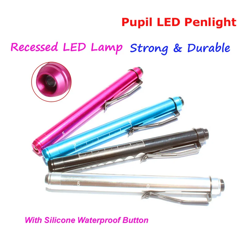 1pcs Ophthalmology Color Aluminum Alloy Pupil Penlight With Scale LED Pen Torch Light Flashlight  P4031