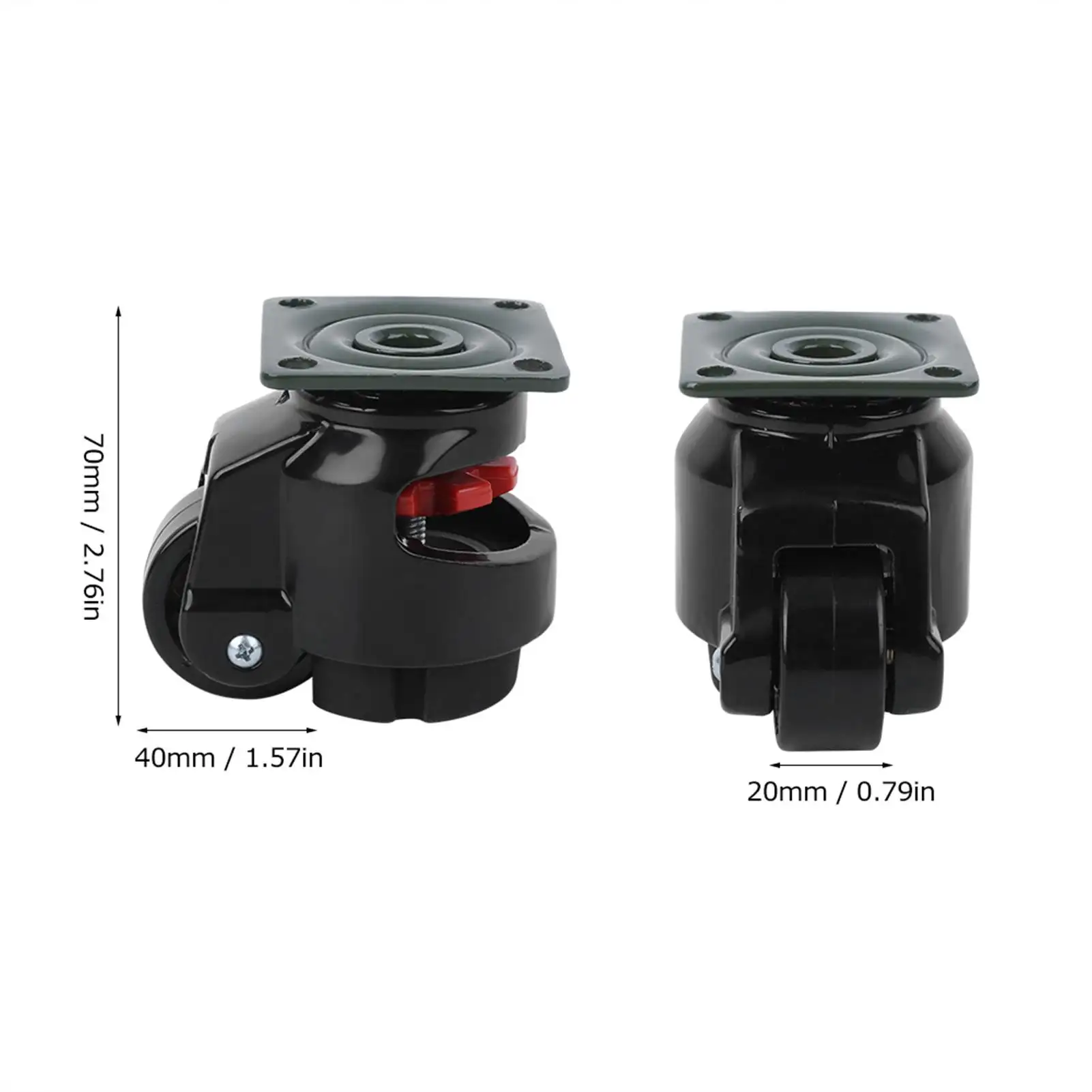 4 ruedas giratorias niveladoras GD‐40F ruedas giratorias niveladoras industriales de alta resistencia negro
