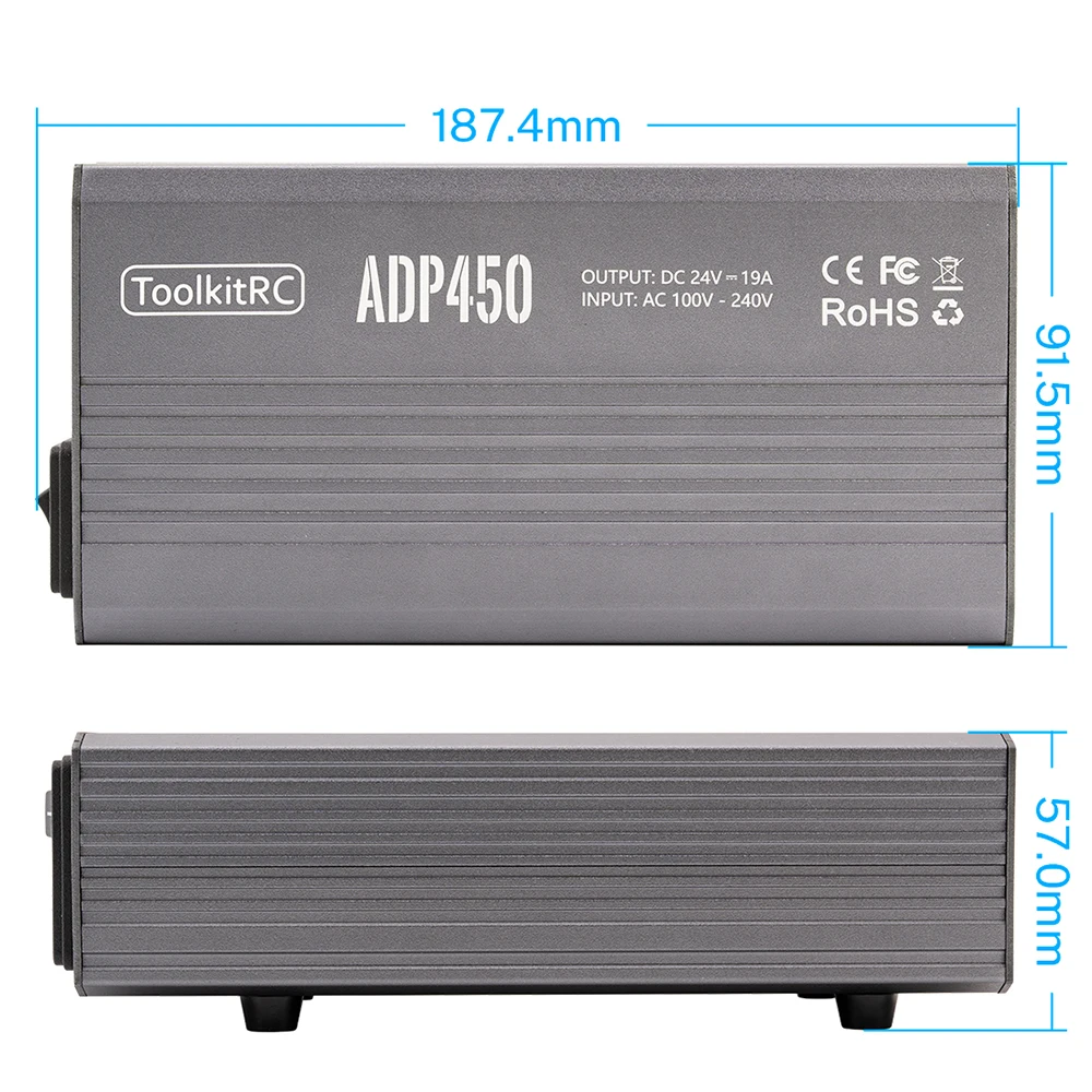 ToolkitRC ADP450 Power Supply Adapter 450W XT60 output 24V19A AC input 100V-240V for ToolkitRC M8D M6D M8P M9 Battery Charger