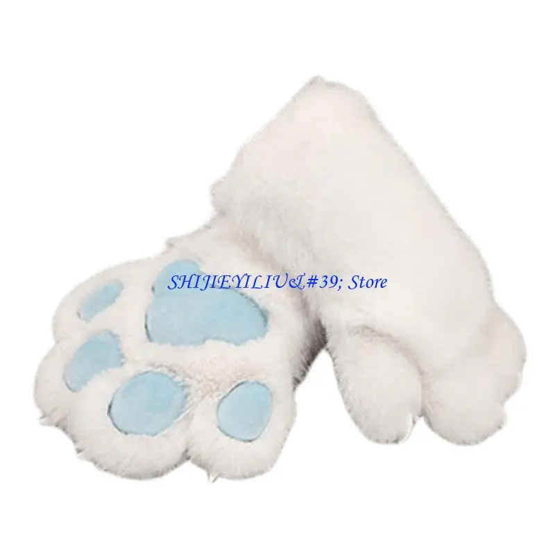 E21F Furry Paws Gloves Cosplay Costume Handwear With Soft Pads for Anime Event Wear