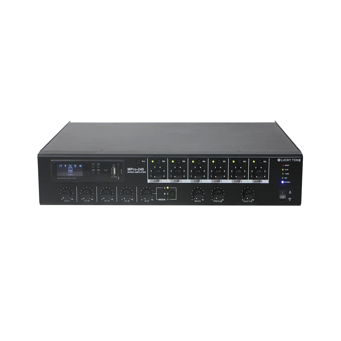 6-Zone Mixer Amplifier with Attenuator and Phantom Power for School & Office Audio Systems