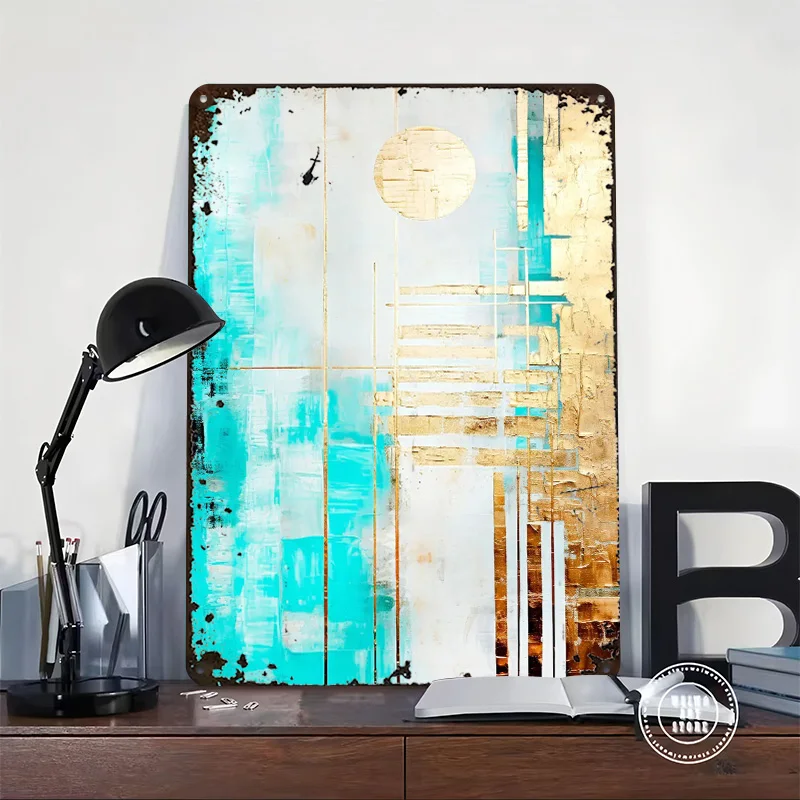 مجردة الفن شروق الشمس المعادن المشارك علامات معدنية جدار الفن خمر الديكور الداخلي في المنزل مخصص تين تسجيل للديكور المنزل