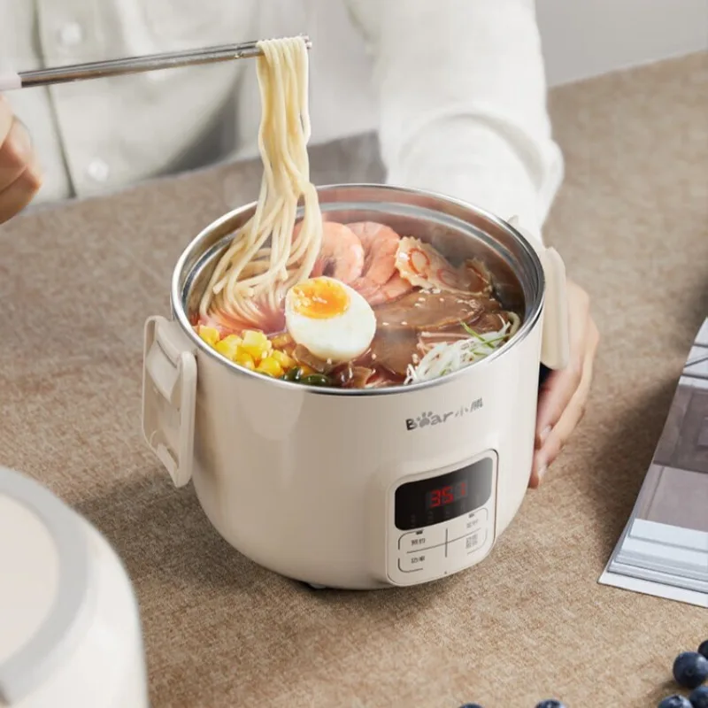 Electric lunch box for office workers, three-layer portable stainless steel, plug-in, heats up, cooks, and has a timer function.
