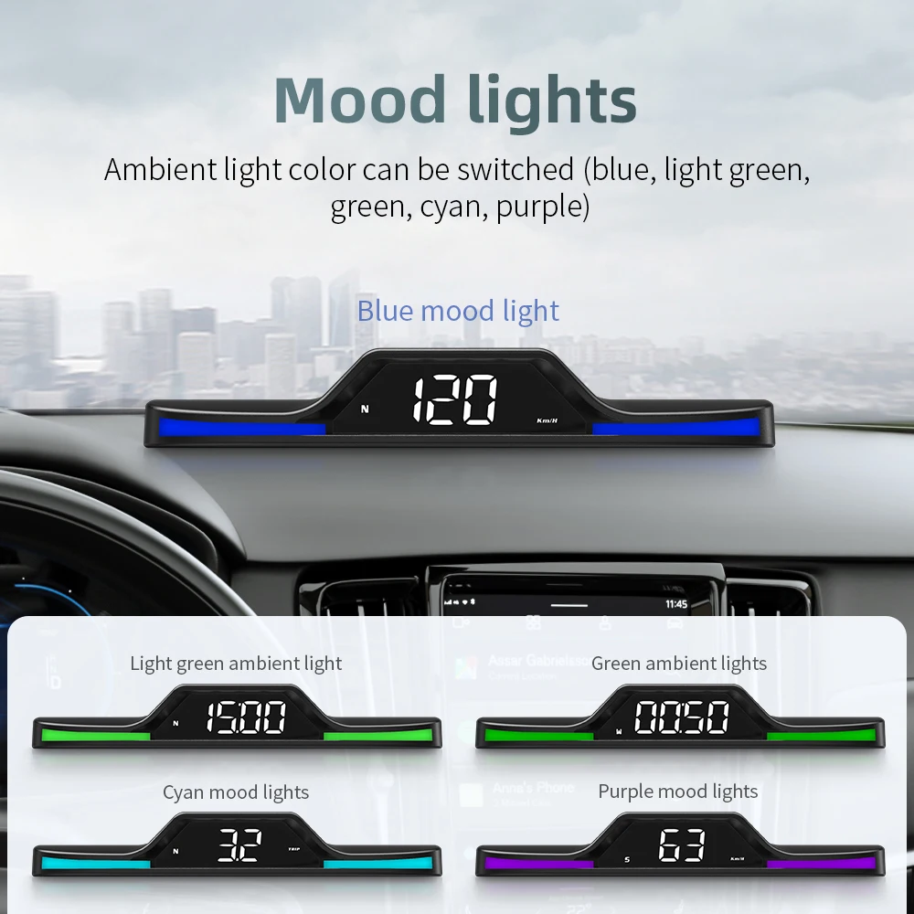New G15 Universal LCD Head-Up Display for Cars GPS Speed Alert Digital Gauge TFT Screen Clock Fuel Consumption Display