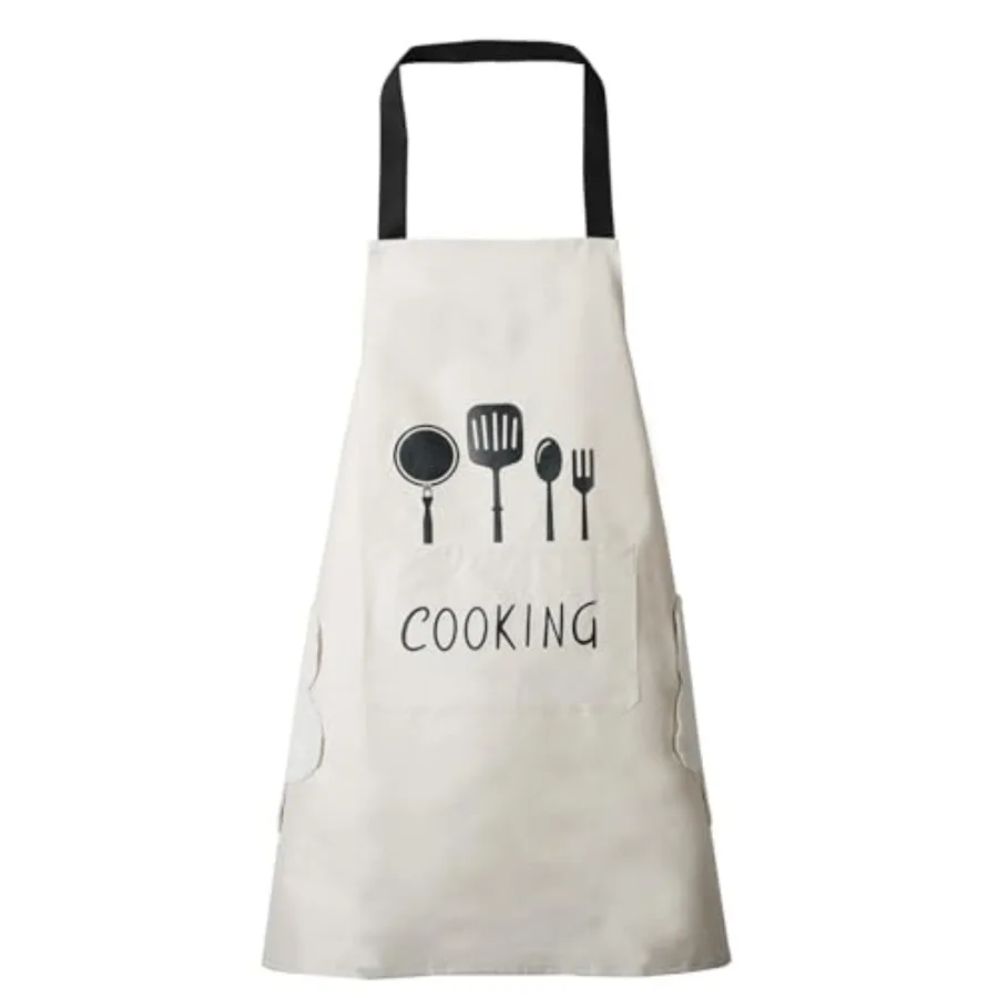 

DILLMAN Women Kitchen Apron with Hand Wipe Pockets Big Pocket, Hand-wiping, Waterproof for Cooking Baking