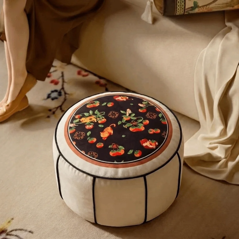 Removable Sofa Stool Cover New Chinese Style Unstuffed Storage Leg Bench Round Large Capacity Seat Cushion Cover Dining Room