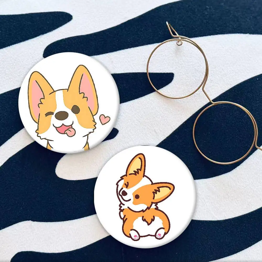 Cute Puppy Corgi Husky Badges Tinplate Soft Button Pin Brooch Metal Badge Custom Jewelry Accessories Hat Bag Lapel