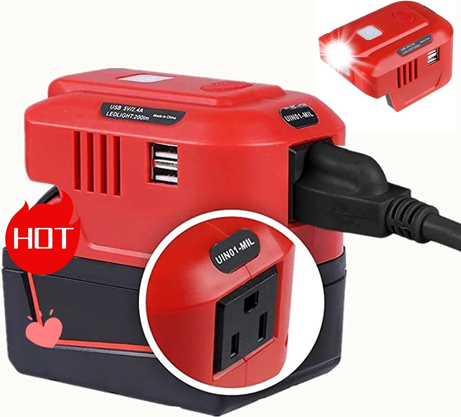 150W Power Inverter Generator for Milwaukee 18V M18 Battery,DC 18V to AC 110~120V Portable Power Source with AC and USB outlet