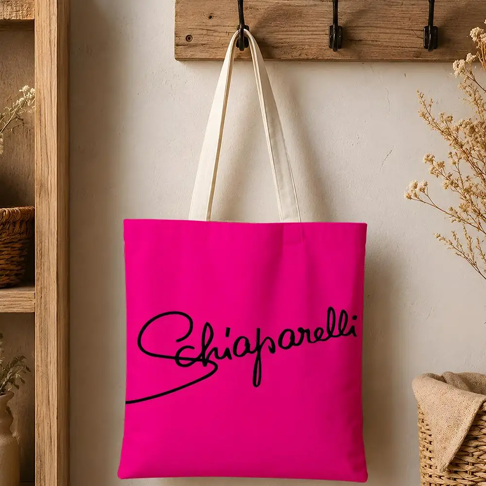 Luxuriöse S-Schiaparelli Aufbewahrungstaschen Modische Baumwoll-Canvas-Tragetasche 12/16oz Umweltfreundliche Wiederverwendbare Einkaufstasche mit Großer Kapazität – Detail 5