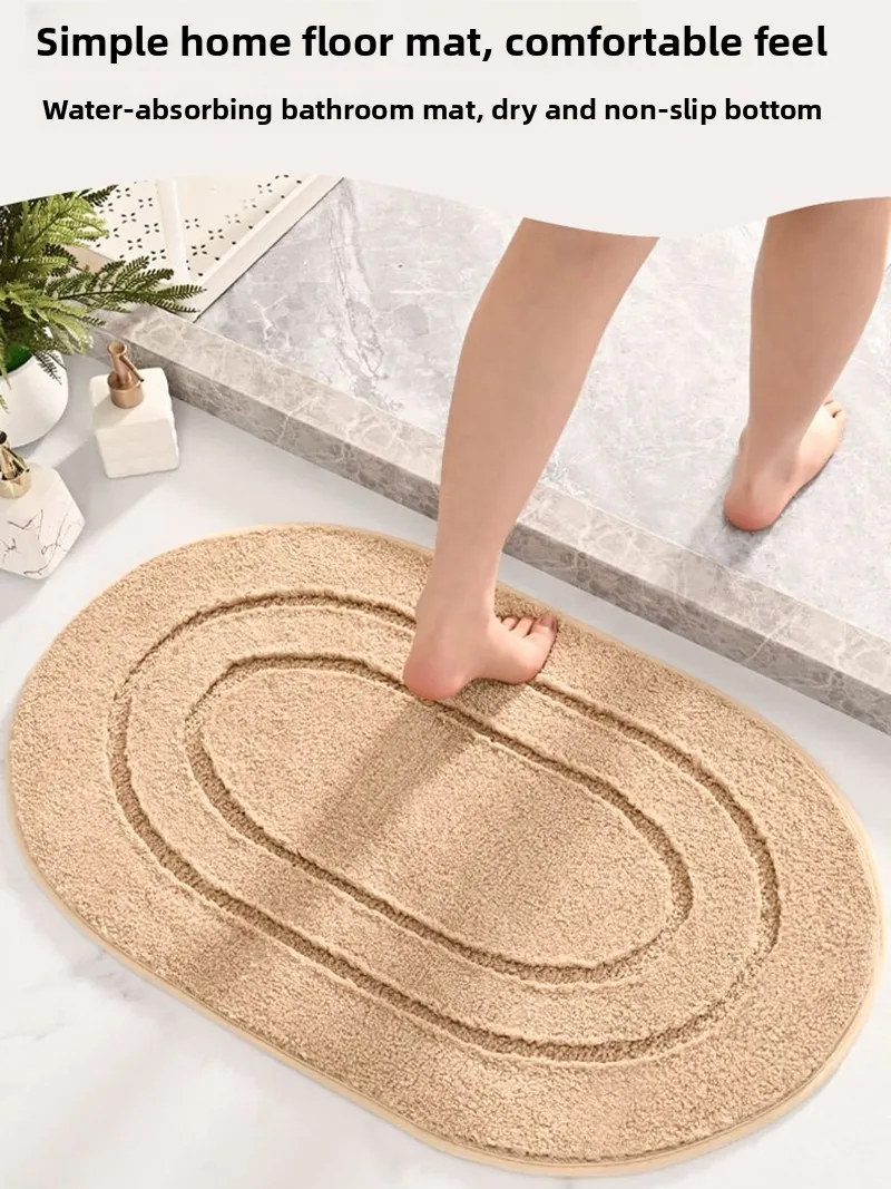 

Утолщенный овальный цветной бархатный коврик для двери, домашний противоскользящий коврик для ванной, впитывающий воду, кухонный коврик для ног, коврик для спальни и ванной комнаты