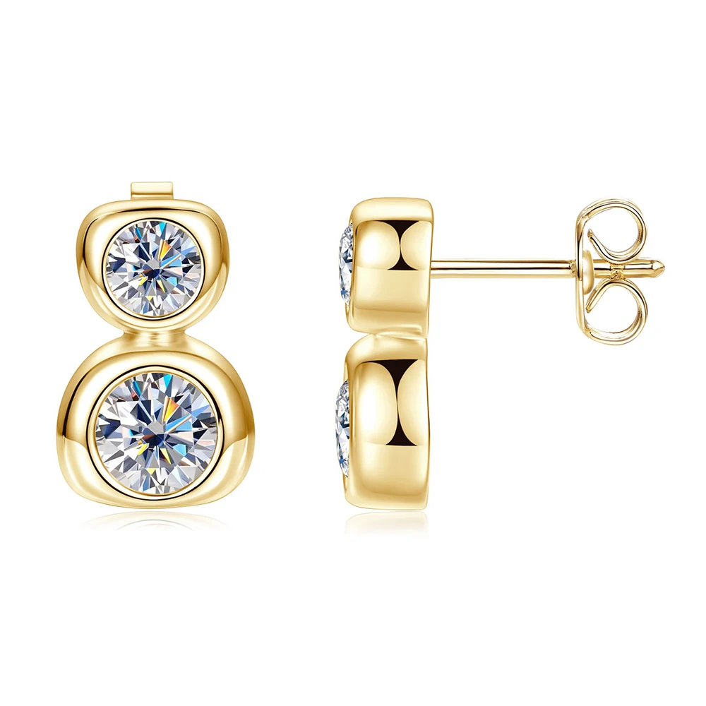 Celestinova 14K Gold Filled Women Earrings Luxury Fine Jewelry D Color VVS1 GRA Sparkling Moissanite 5mm Stud Earrings Gift