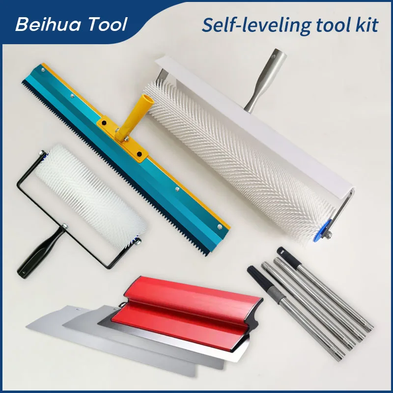 

Beihua Self-leveling Tool kit Floor paint Tools 20inch Spike Roller Spike rake 40cm Putty Knife Scraper 1.1m Extension Rod