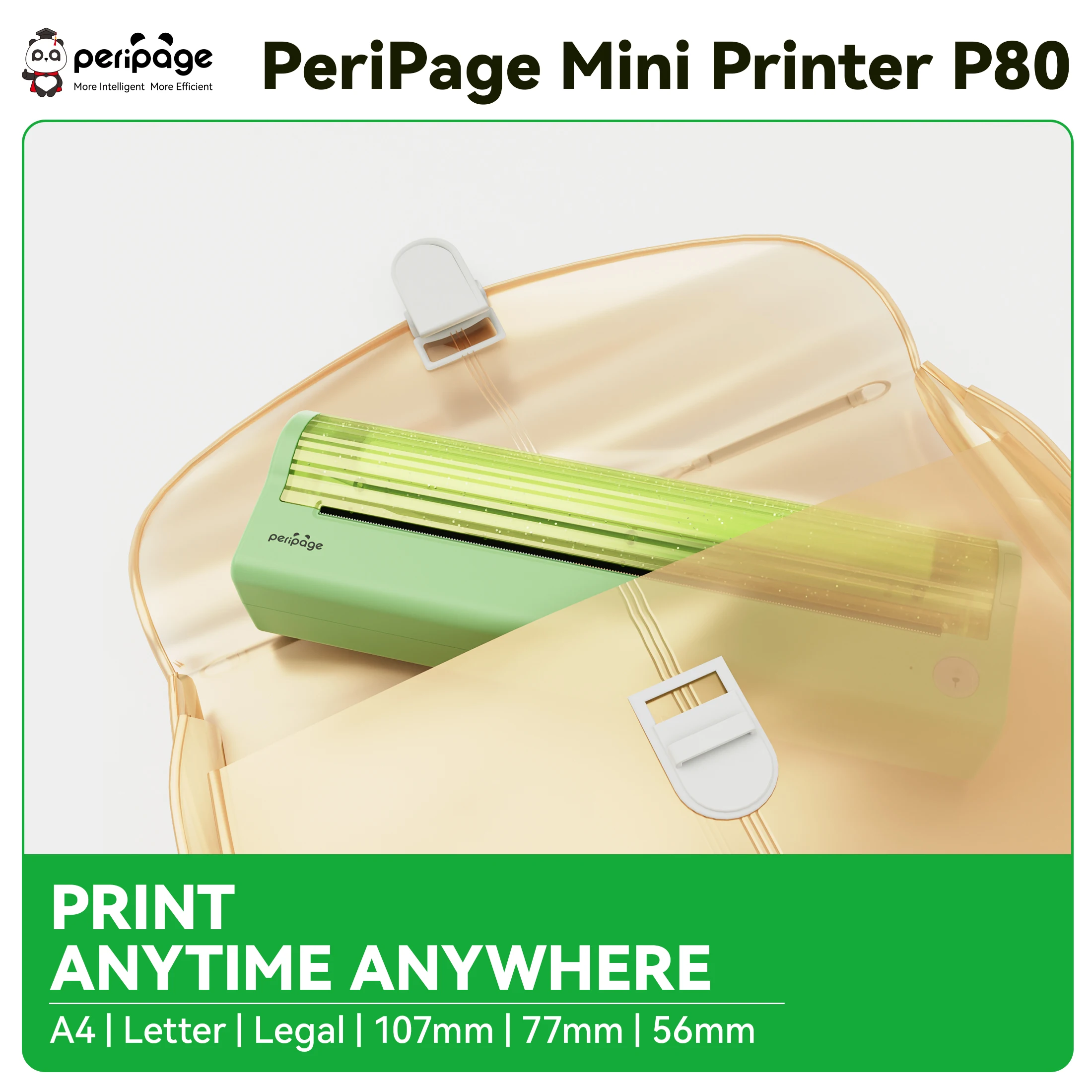 PeriPage P80 Portable A4 Thermal Printer Wireless 203/304Dpi for iOS Android Mini Style for Office School Home