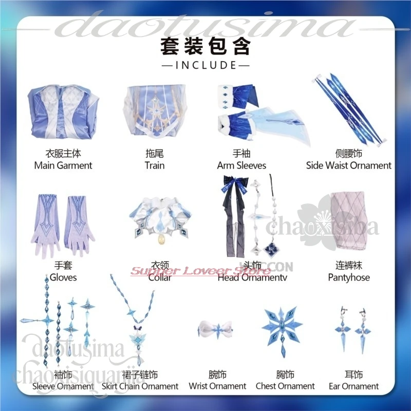 disfraz Halloween Genshin Impact Cosplay Costumes Anastasya Feodorovna Snezhnaya Anime Long Evening Dress woman