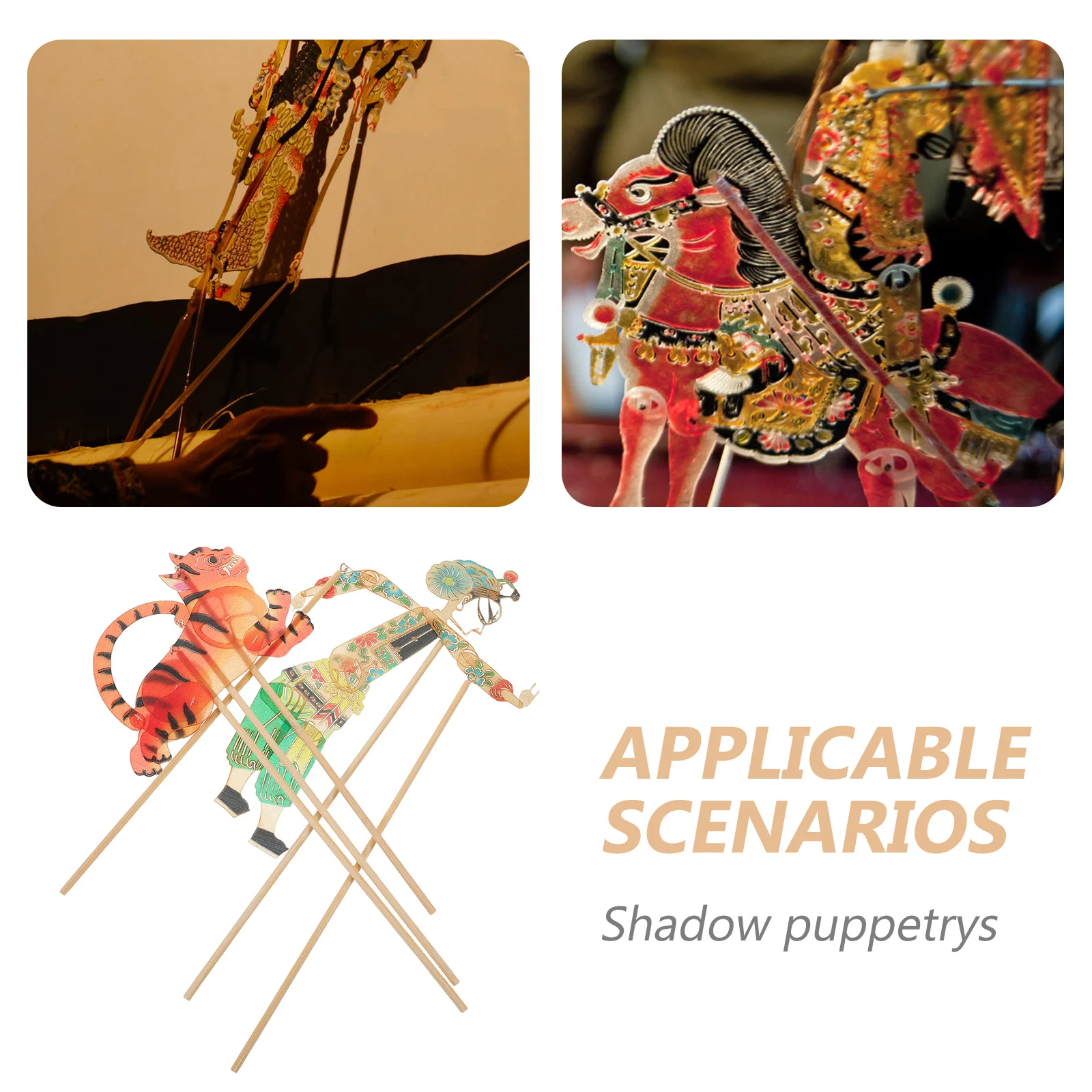 Kit di Marionette Ombra Cinesi, Personaggi Fatti a Mano, Kit Fai-da-Te per Bambini, Decorazione Educativa per Teatro