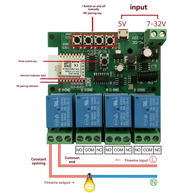 Tuya Zigbee Wifi 4 Channel Smart Switch With Temperature Humidity Sensor Passive Dry Contact Switch For Alexa Alice