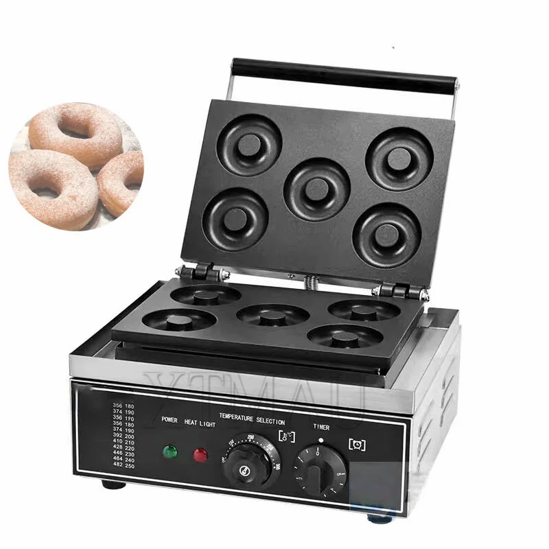 High Quality 1550w Commercial Electric 5-Hole Donut Waffle Machine Mini Pastry Snack Maker