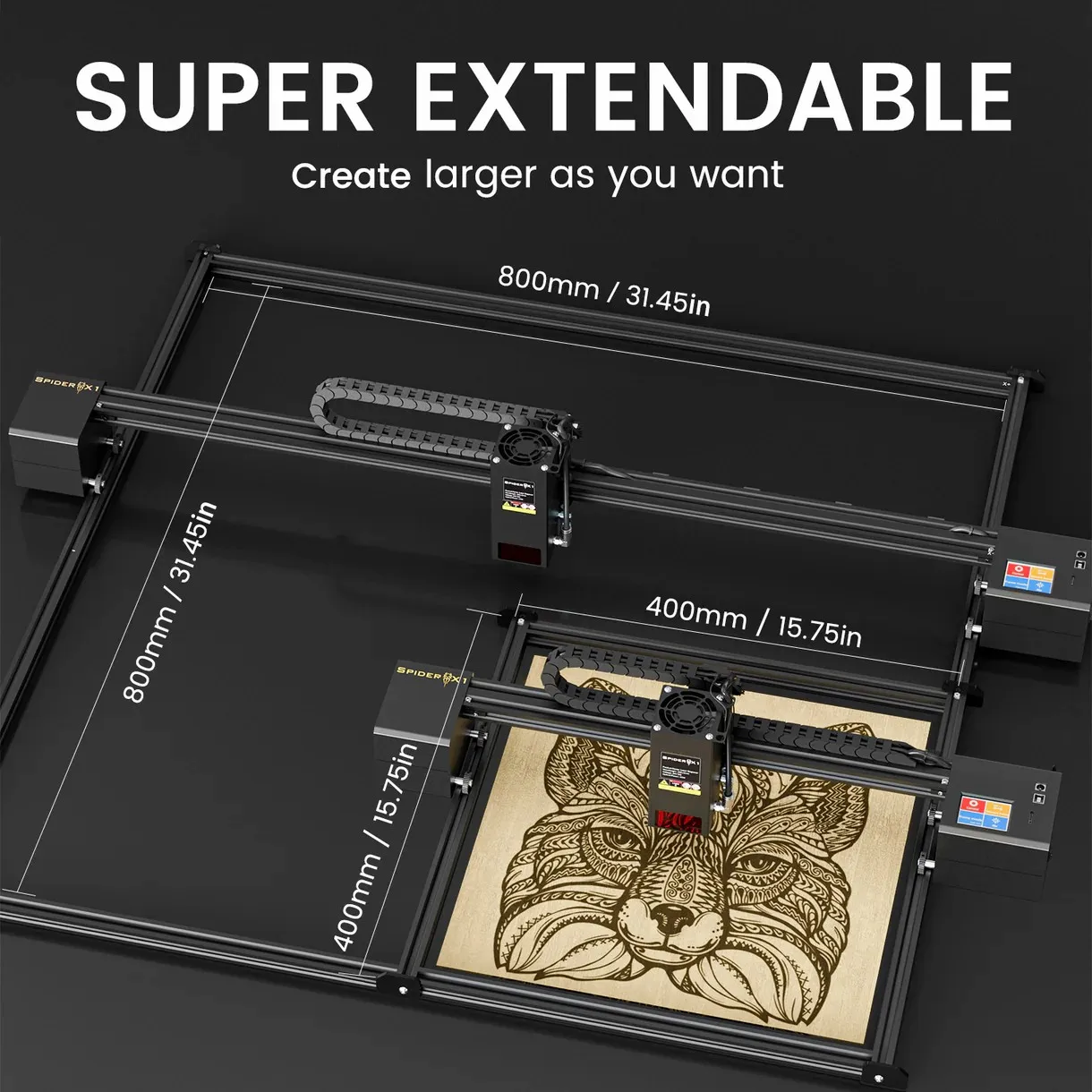 Tyvok Spider X1S เลเซอร์แกะสลัก 10W 20W Lase โมดูลแสงสีฟ้ารูปแบบขนาดใหญ่ไร้สายออฟไลน์สําหรับงานไม้เครื่องมือ