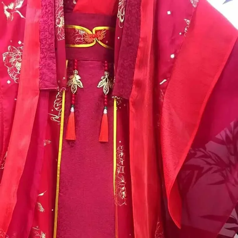 مجموعات زفاف Hanfu الصينية التقليدية الكبيرة الحجم للنساء ، زي تأثيري الملكة خمر ، حجم كبير