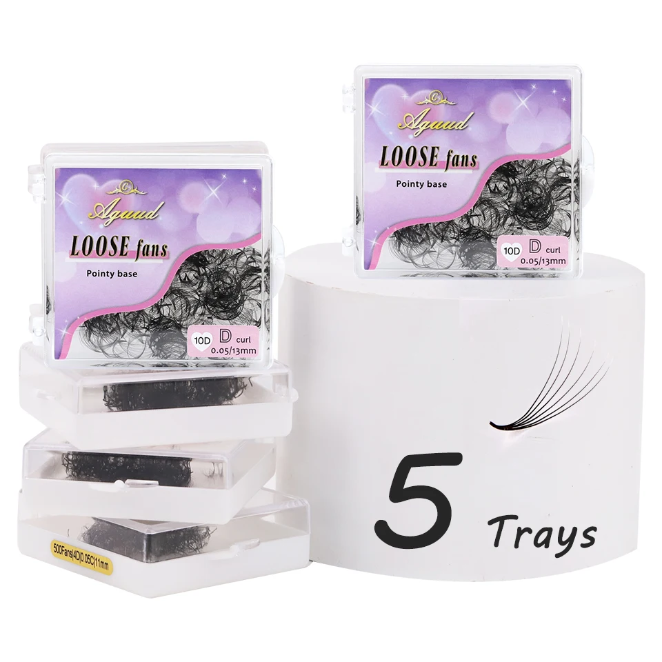 

Aguud 5 Trays/lot 7mm Premade Volume Lash Pointy Base Russian Volume Fans Eyelash Extension Sharp Thin Stem Soft Loose Fans Lash