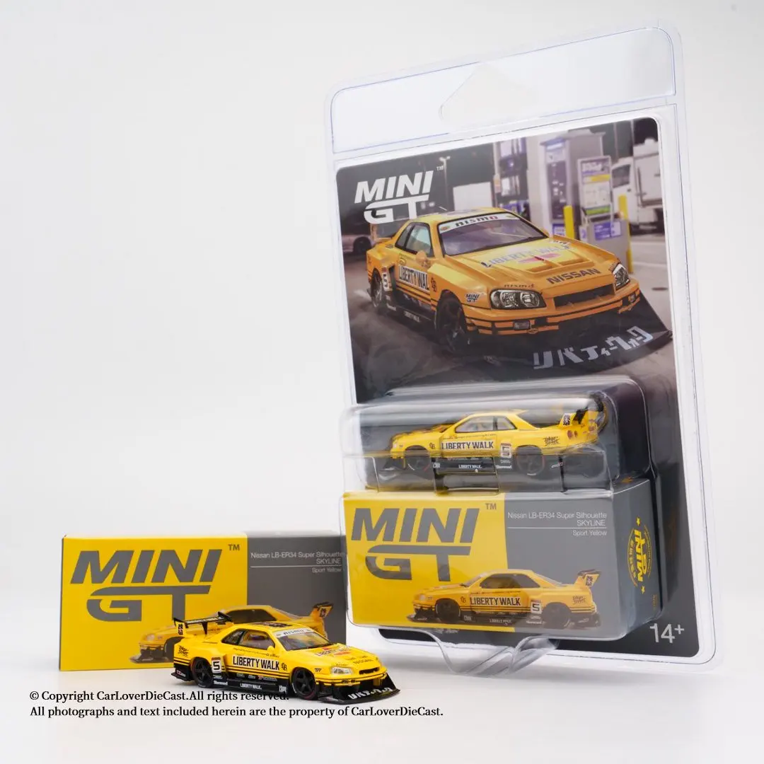 MINIGT 1:64 Nissan LB-ER34 Super Silhouette SKYLINE Sport MGT01182-CH Car Alloy Toys Diecast Metal Model for Children