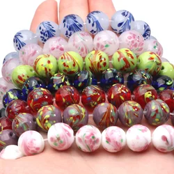 12MM 10Pcs Colorful Beads Charme Dot Dyeing Phoenix Tail Pattern Glass Beads For Making Jewelry Necklaces Bracelets Decorative