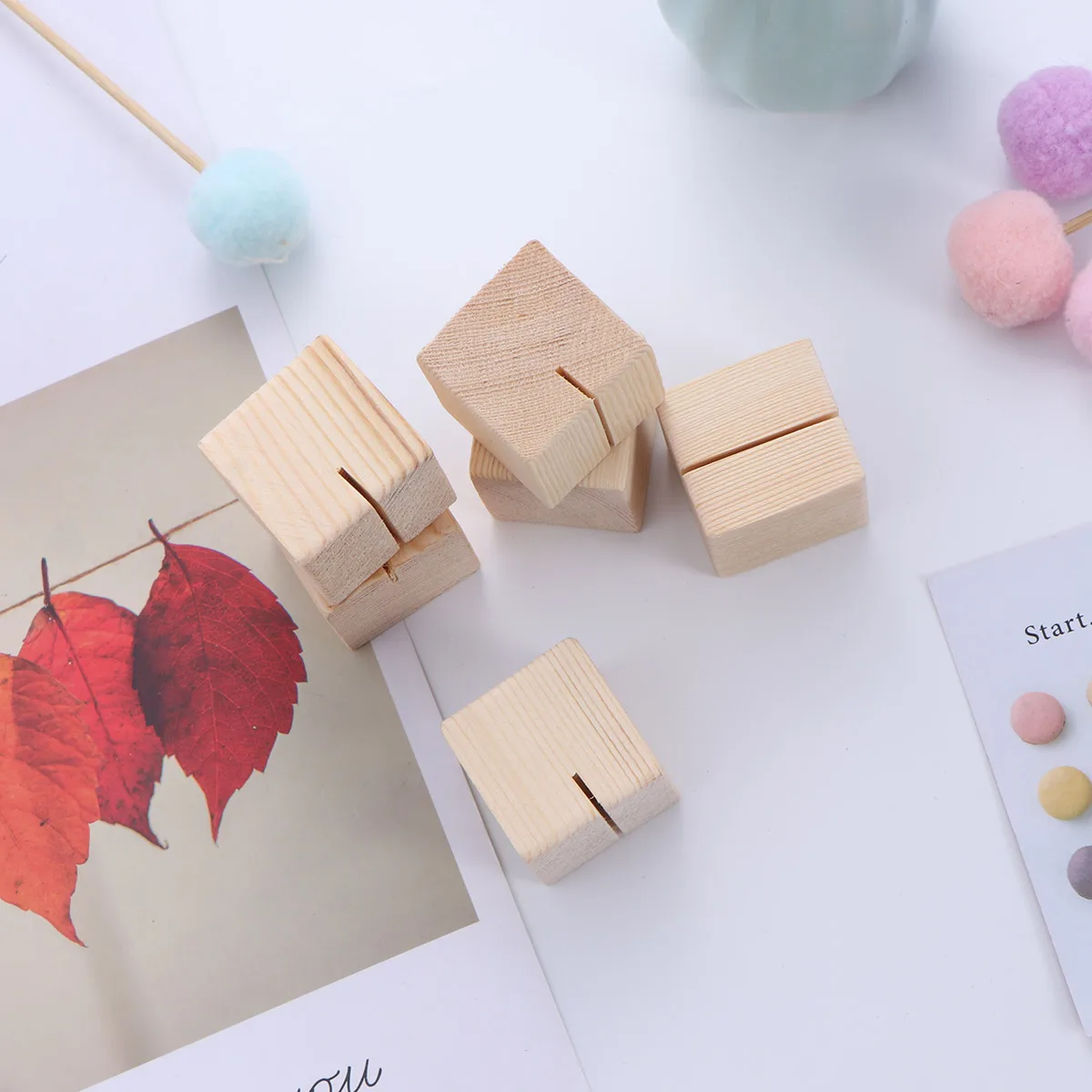 12 Pcs Wooden Card Holder Rustic Compact Lightweight Table Number Menu Photo Name Hotels Restaurants