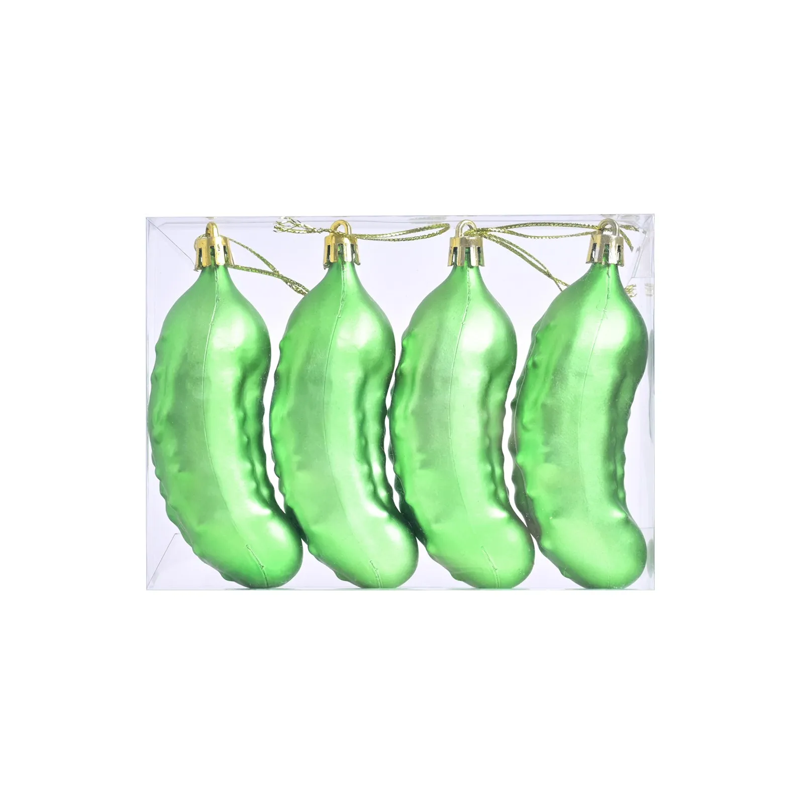 Christmas Pickle Ornament Tradition Decor, Glass Blown Green Cucumber Craft Pendant Tags With Rope For Christmas Tree Home Decor